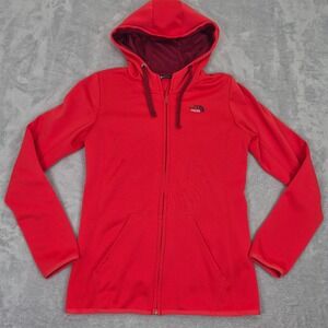 The North Face Womens Red Full Zip Fleece Hoodie A2THW Small Bright Sweatshirt